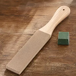 Professional Double-sided Leather Strop & Sharpening Stone Kit for Knife Maintenance, Razor Honing and Polishing, Portable Dual Grit Whetstone with Leather Strop for Kitchen, Outdoor, Straight Razors Wood