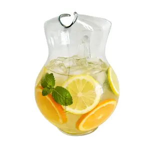 Libbey Acapulco Large Glass Pitcher Set of 2, 89 Oz, Clear, Tall Bubble Glass Pitchers with Handle, Modern Drink Pitchers for Iced Tea, Punch and More