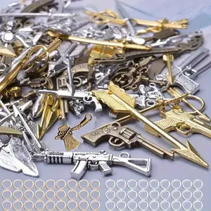 100/200g Weapon Series Product Pendant, with Various Pendants and Jump Rings, Suitable for DIY Making Necklaces, Bracelets, Earrings, Keychains