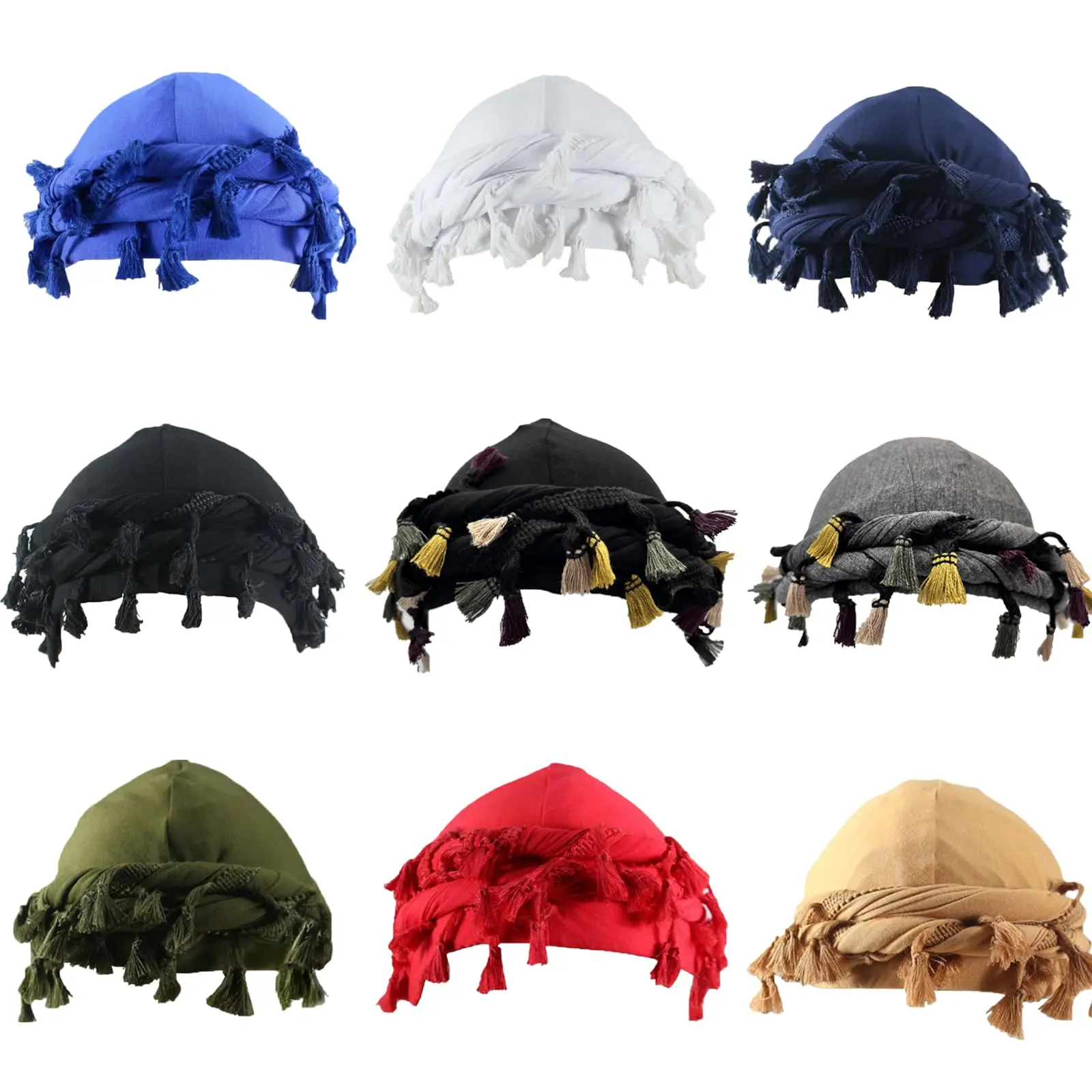 1 PACK 2 PACK Unisex Adjustable Satin Lined Halo Turban - Stylish Twisted Tassel Head Wraps. Sleep Cap, Beanie & Durag, Comfortable & Versatile Headwear