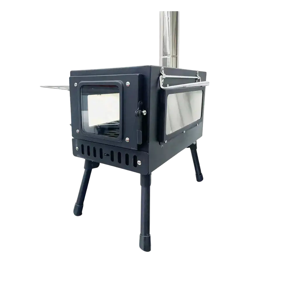 Naturnest Firewood Hot Tent Stove - Ultra-Light, Foldable, Compact, Stainless Steel, Rust Resistant, Efficient Hot Tent Heat, Viewing Window Campfire Cooking Equipment for Camping, Glass, High-Efficiency Heating
