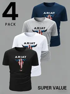 Unisex Cotton Print T-Shirt, Breathable Round Neck Short Sleeve, Casual Long Fit, Multiple Colors Available, Summer New Arrival