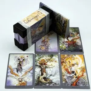 New Flower Shadow Tarot Cards with Colorful Guide, Tarot Card Set, Beginner-Friendly Card Game, Outdoor Camping Party Divination, Holiday Gift