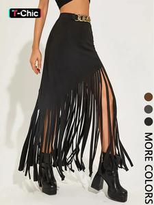 women's solid color fringe trim skirt, fashionable fitted long skirt for party club dating wear, women's bottoms for summer, womenswear, dance clothing, skirtswomen, boho fashion skirt, elegant chic skirt