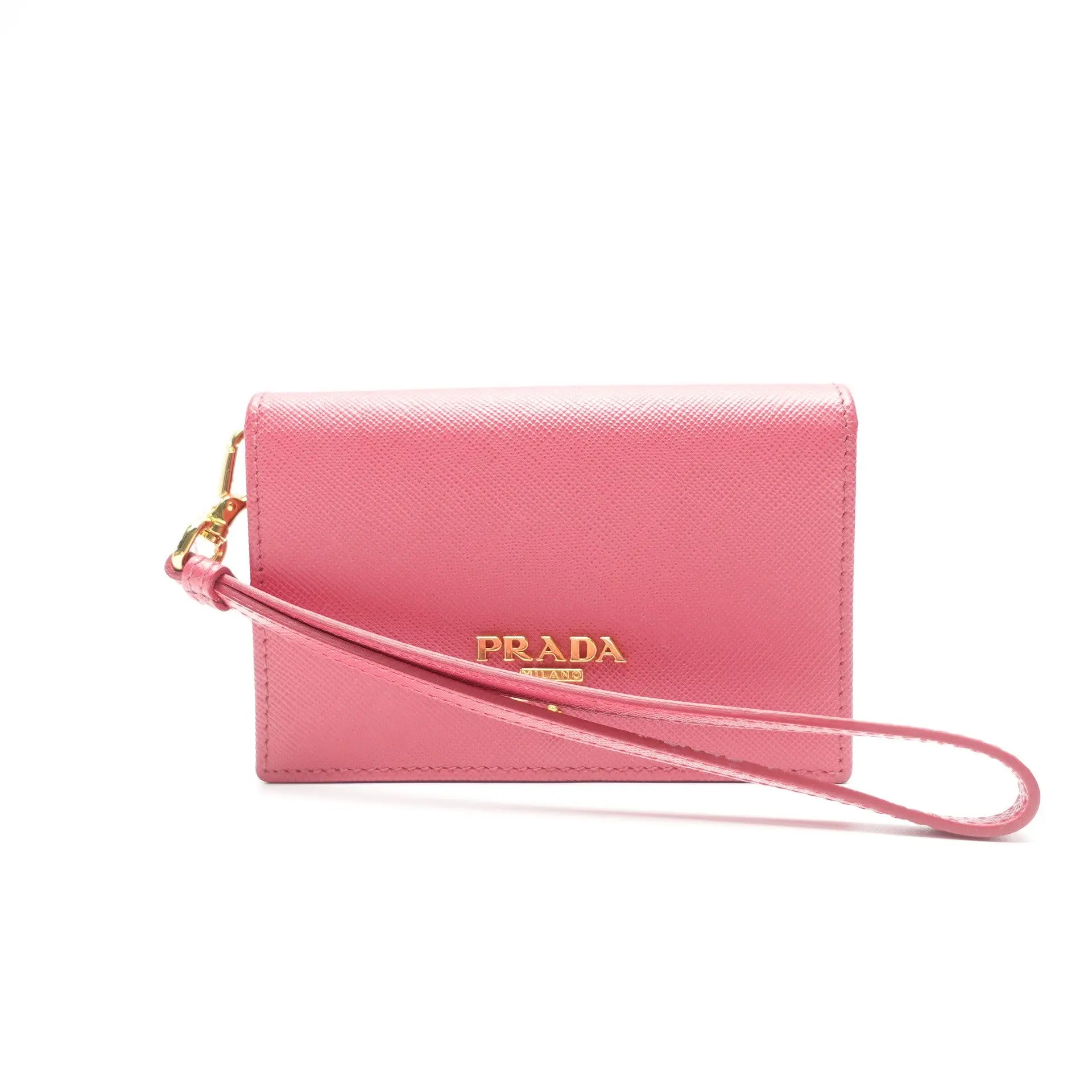 Pre-owned PRADA Saffiano leather Small Leather Goods Pink Card Holder Wallet T10435225