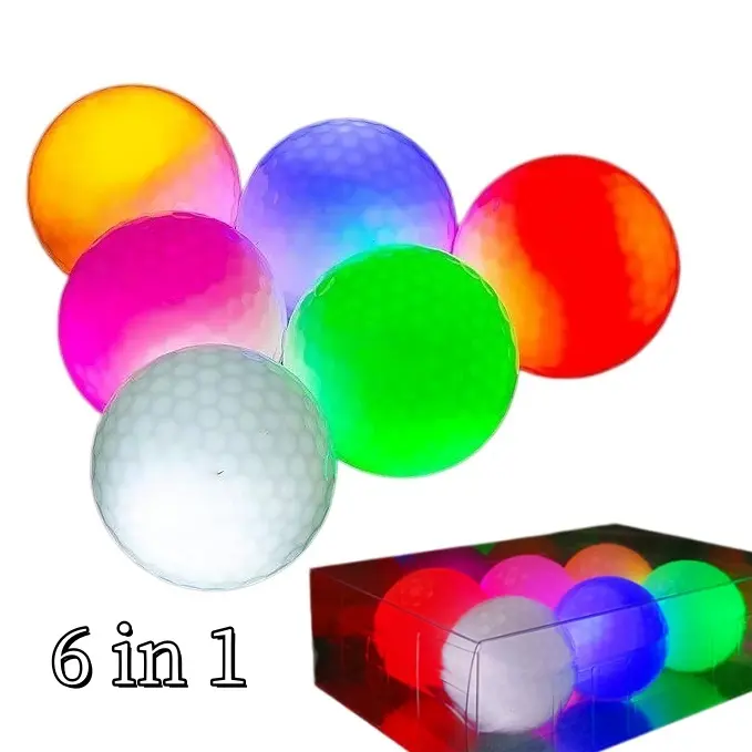 LED Glow in The Dark Golf Balls Pack of 6 – Light Up Night Golf Balls Multi Colors for Night Practice & Fun Games
