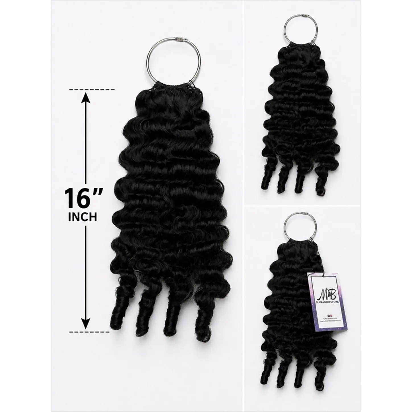 Miracle Crochet Hair Burnese Curl 16 Inches - Black Color, 16" Length, Ideal for Styling and Enhancing Hair