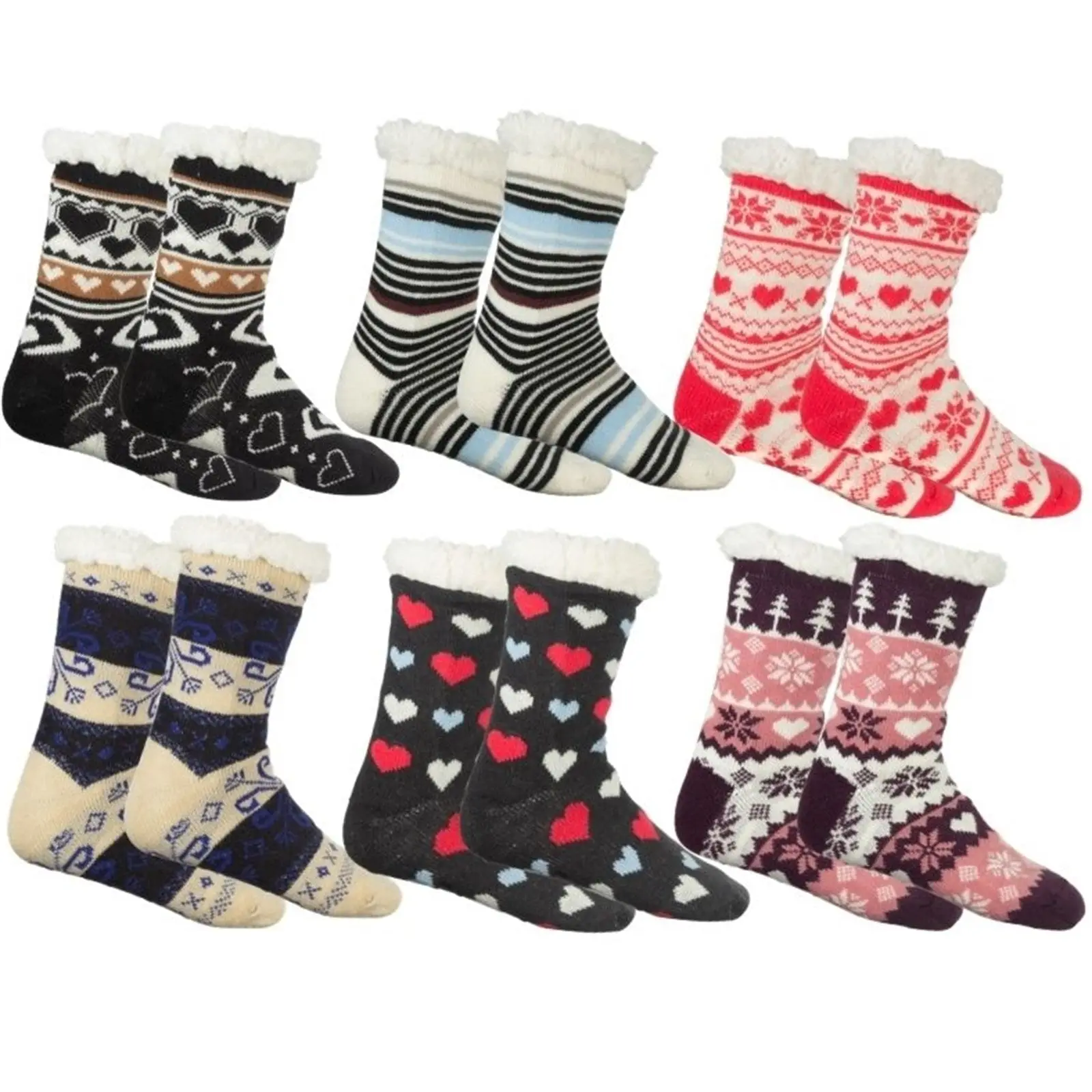 Women's Assorted Soft Sherpa Slipper Socks (3-Pairs) Women's Assorted Soft Sherpa Slipper Socks (3-Pairs)