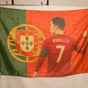 Portugal #7 Flag 3x5ft Football Banner Sketch Wall Decor Ronaldo Print Lightweight Metal Hanging