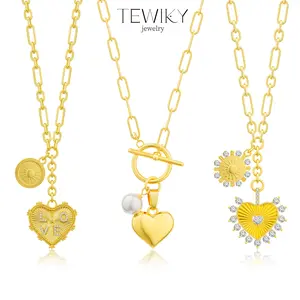 Tewiky Greenish Spring Jewelry Heart Necklace for Women - Dainty Gold For Him/Her  Cute Heart Necklace Simple Gold Necklace for BlackFriday Autum Valentine's Day Gifts