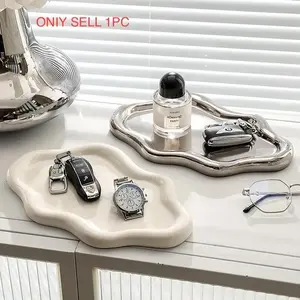 Keep your daily essentials organized with modern elegance. Irregular Cloud Decorative Tray, Irregular Shape | Aesthetic Entryway Catchall Plate, Minimalist Storage Dish for Keys & Watches, Minimalist Design