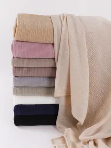 1 pc women’s solid-color ruched casual scarf, stretchy and breathable; small long scarf/headscarf for jersey outfits, warm and sun-protective shawl
