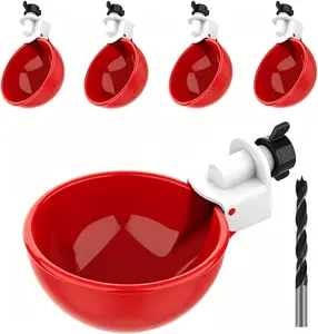 【Summervibes】5-PAKC Large Automatic Chicken Waterer Cups | Chicken Water Feeder Suitable for Chicks, Duck, Goose, Turkey and Bunny | Poultry Water Feeder Kit (Red, 5-Pack) outdoorfun