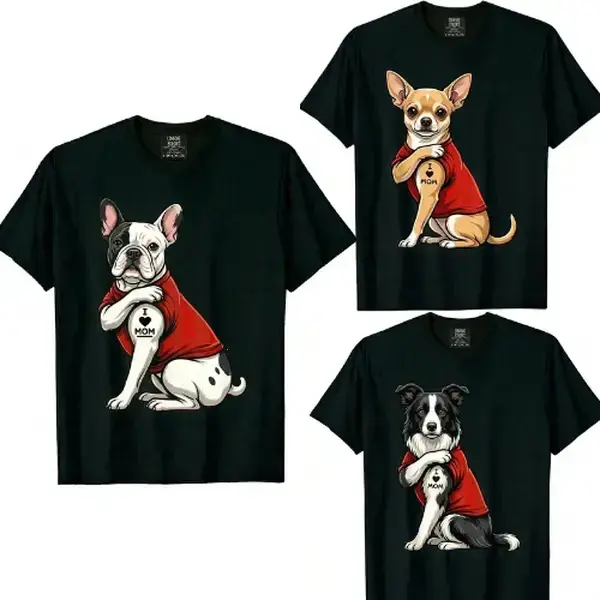Dog Mom Shirt Cute Cartoon Dog Tee | 50+ Dog Breeds Comfort Colors Shirt | Gift for Dog Lovers Women - AK