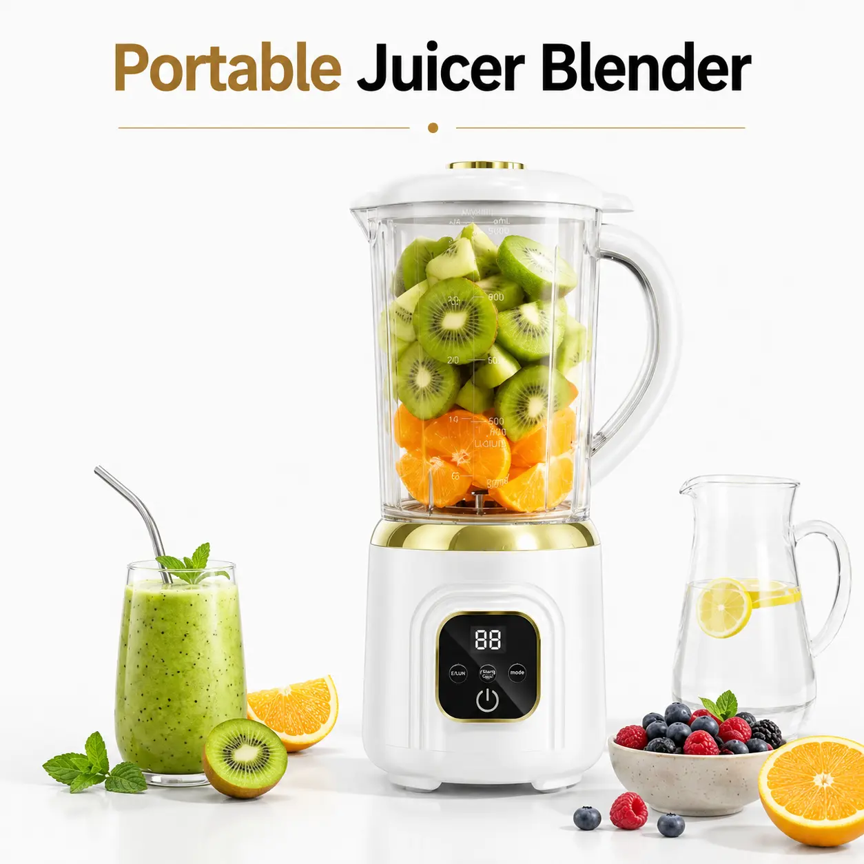 200W Powerful Motor Electric Citrus Juicer, 30oz Capacity, Easy-Clean Detachable Parts, for Home Kitchen Fruit Juice Extraction