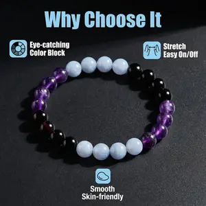 Hoexe Purple Glass Bracelet Glass Crystal Personality Fashion Decoration Clothing Accessory Hand Beaded Bracelet