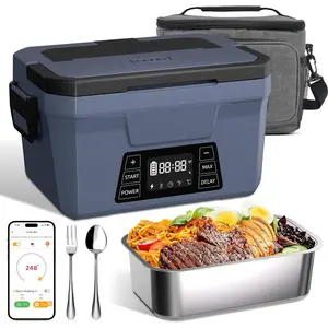 Cordless Electric Lunch Box for Adults, APP Control Heated Lunch Box for Men   Automatic Heating Lunchbox 248? Max heated lunch box with Timer -5 Side  Warmer Work/Outdoor