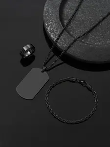 Minimalist Temperament Stainless Steel Jewelry Set, Pendant Necklace & Ring & Bracelet, Matching Jewelry Set, Fashion Jewelry for Party, Trendy All-match & Exquisite Jewelry for Birthday Gift, Fashionable Jewelry Set