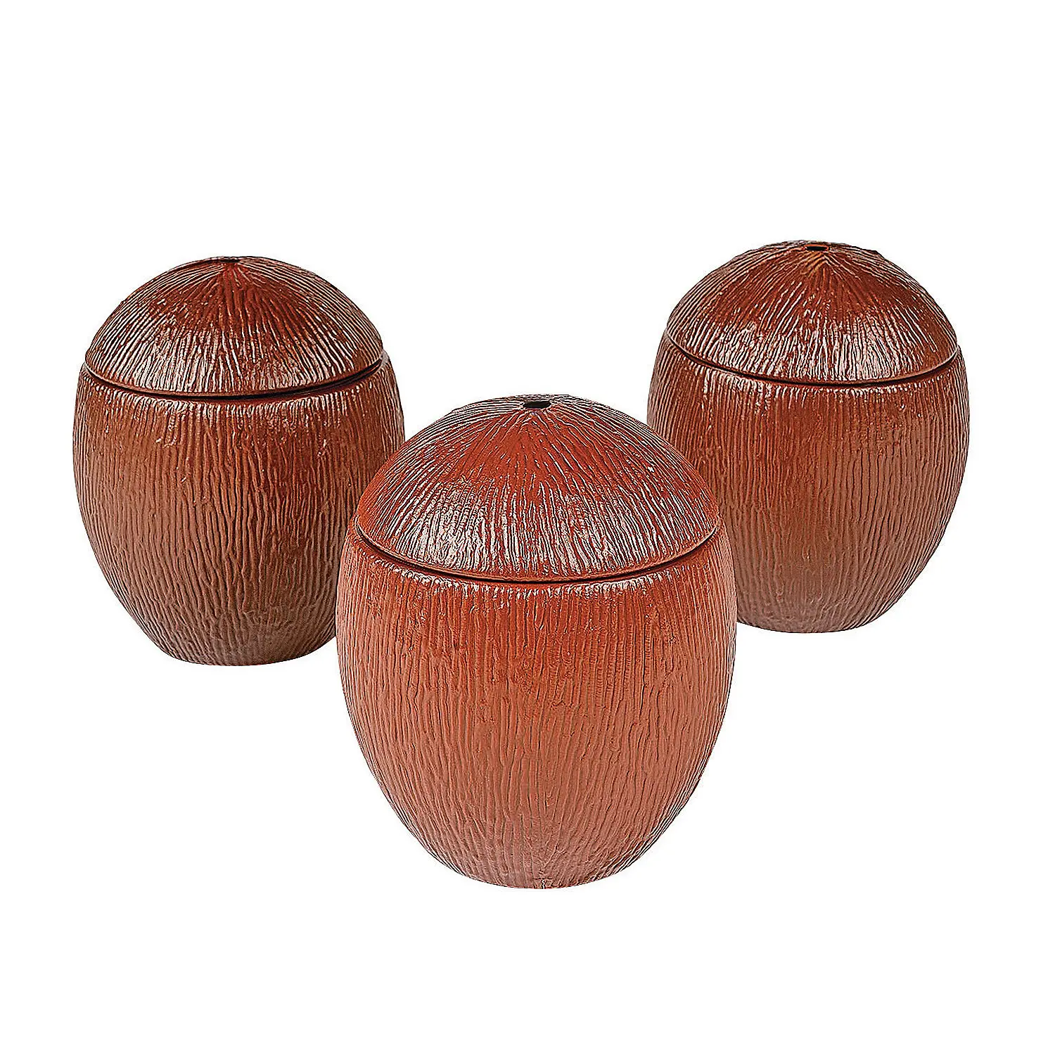 16 oz. Coconut Reusable BPA-Free Plastic Cups with Lids - 12 Ct.