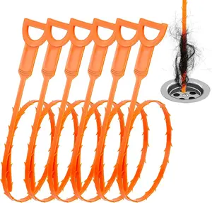 Drain Clog Remover, 25-Inch Drain Hair Removal Tool, Drain Hair Remover Plumbing Snake, Drain Cleaner Hair Clog Remover, Shower Drain Hair Catcher, Easy & Quik to Use on Most Drains - 6 Pack DrSnake