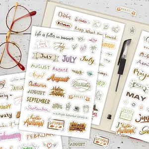 4sheets 127stickers Month Vocabulary Stickers, Monthly Planning Stickers, 12 Monthly Holiday Theme Stickers for Planners, Cups, Scrapbooking, Calendar Decor, Artistic Lettering Stickers, Sticker Paper, Sticker Packs