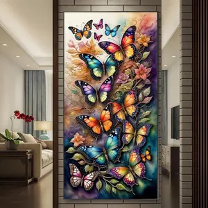 Butterfly & Flower Pattern DIY Diamond Arts Colorful Painting Kit without Frame, DIY 5D Diamond Arts Colorful Painting for Bedroom Home Wall Decor