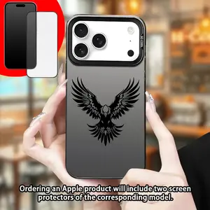 (Ordering an Apple model will include a free screen protector of the corresponding model. Cool Eagle Business Black Pattern Phone Case for iPhone 16ProMax/16E/15Pro/14Plus/13ProMax/12/11Pro, Shockproof Durable, Fashion Design, TPU Protective Cover