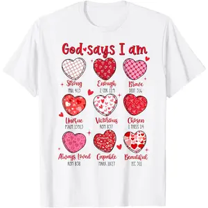 Valentine God Says I Am Heart Girl Women Christian Bible T-Shirt