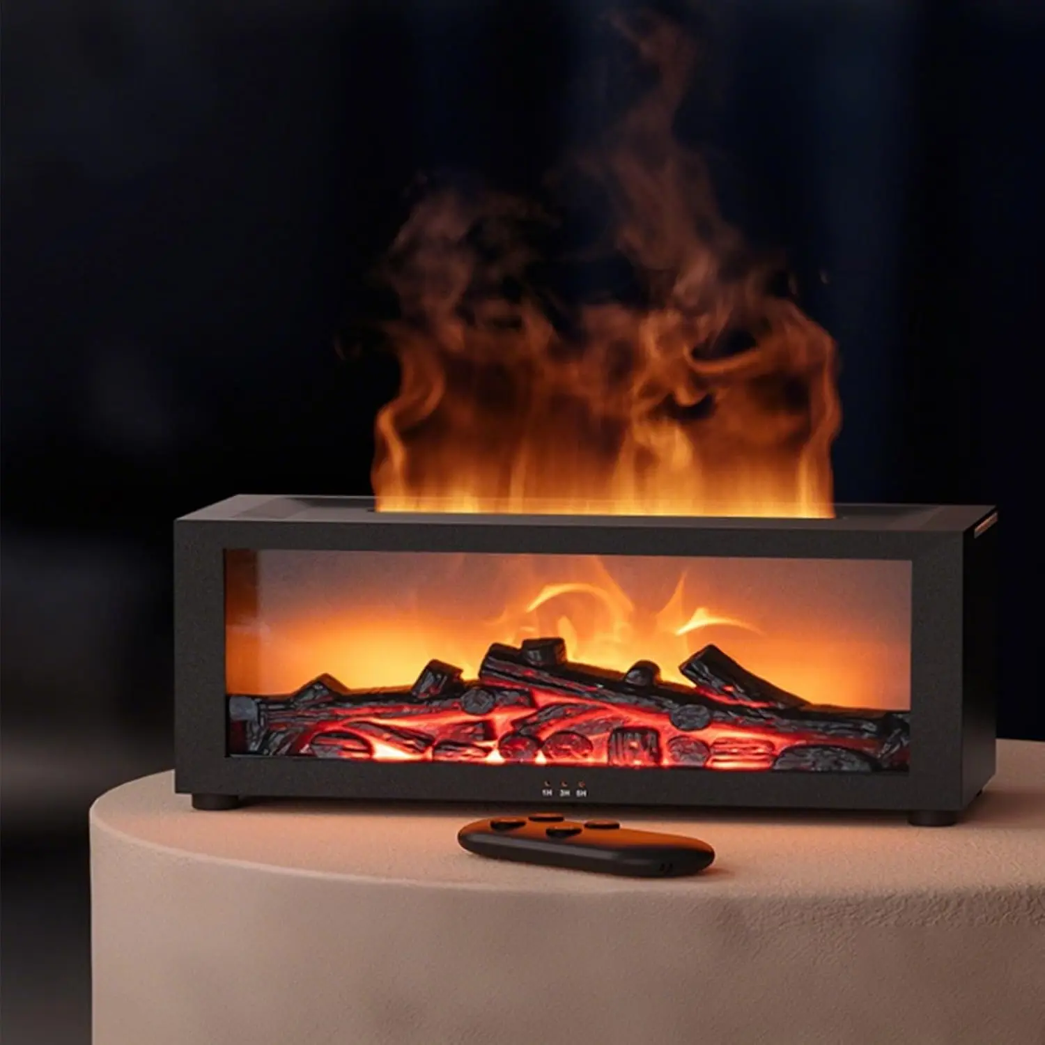 Fireplace Flame Ultrasonic Air Diffuser - 7-Color Aromatherapy Essential Oil Diffuser with Timer, Aromatherapy Calm for Home Office, Upgrade Environment Accessory
