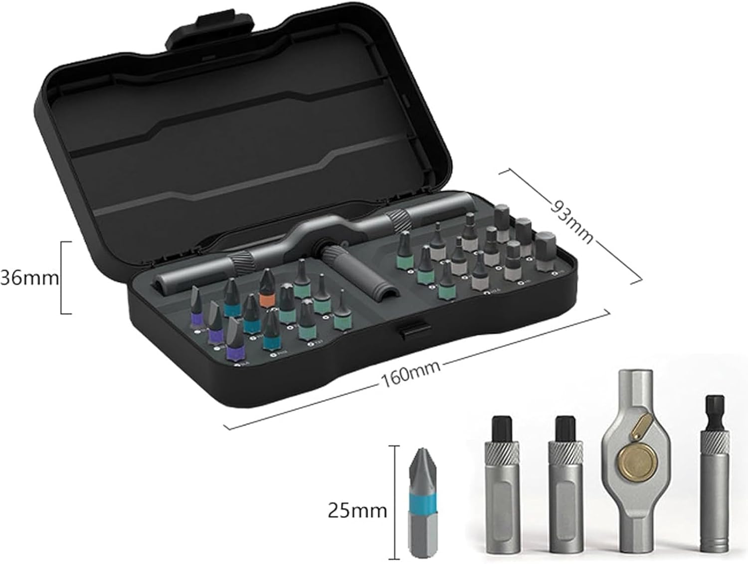 24-Piece Magnetic Ratchet Screwdriver Set, S2 Steel Precision Bits, Portable Hard Case for DIY, Home Repair, PC Building, Bike Maintenance & Watch Repair 24-Piece Magnetic Ratchet Screwdriver Set, S2 Steel Precision Bits, Portable Hard Case for DIY, Home Repair, PC Building, Bike Maintenance & Watch Repair
