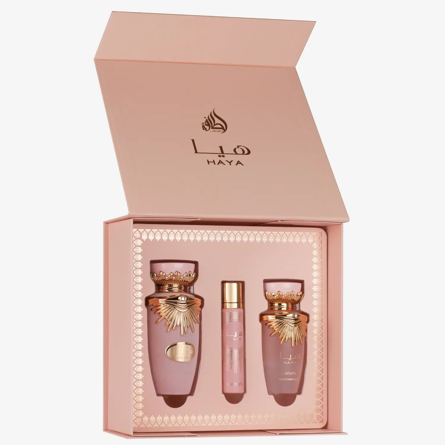 Lattafa Haya 3 pcs Giftset EDP 100ml + 20ml EDP + Hair Mist 50ml Lattafa Haya 3 pcs Giftset EDP 100ml + 20ml EDP + Hair Mist 50ml