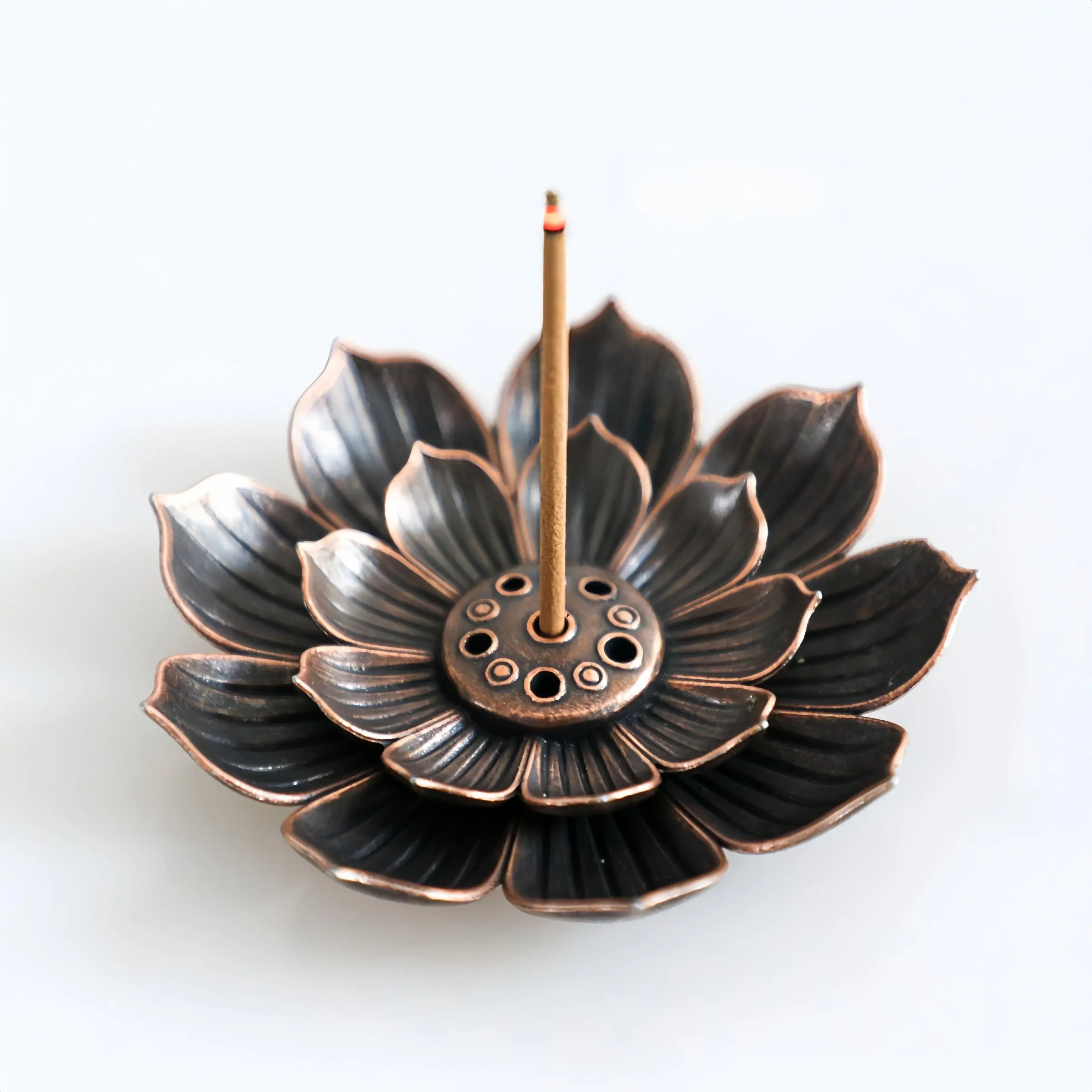 Lotus Design Copper Incense Holder, Durable Decorative Visual Appeal Incense Holder, Home Fragrance Decoration Holder for Spa Yoga Meditation Relaxation, Perfect Home Gift