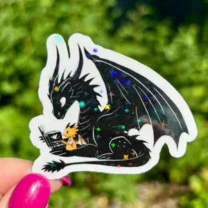 Dragons Reading Field Guide to Dragon Kind Sparkle Sticker