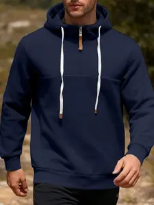 Men's Winter High-Quality Hooded Sweatshirt, Warm Comfortable Long Sleeve Hoodie, Slight Stretch Fabric for Fall/winter, Loose Knit Casual Wear