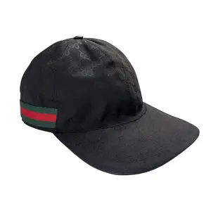Pre-owned GUCCI Black GG Canvas with Color Web Baseball Cap Large