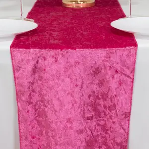 Premium Crushed Velvet Table Runner 12"x108" Fuchsia - Soft & Classy Table Linen