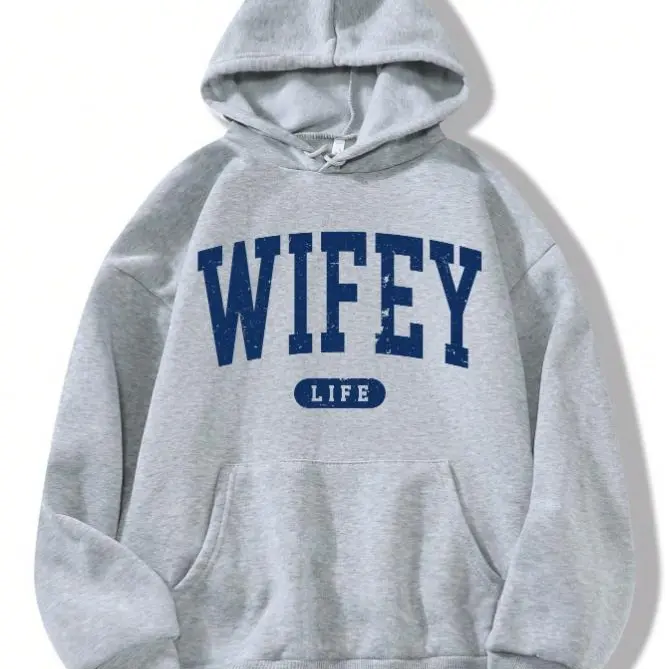 Plus Size Letter Print Casual Hoodie Graduation,Back To School Outfits,Graduation,Teacher Outfits For Women,Back To School Pullover Fall Outfit Winter Autumn,sohochic