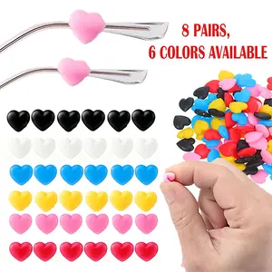 8 pairs of cute heart-shaped anti-slip silicone glasses holders, glasses accessories, leg clips.