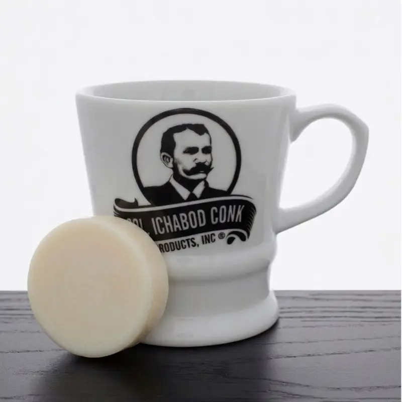 Col. Conk White Ceramic Shaving Mug Bowl Set with Fragrance-Free Shave Soap Puck, Men's Beauty & Personal Care shave Accessory