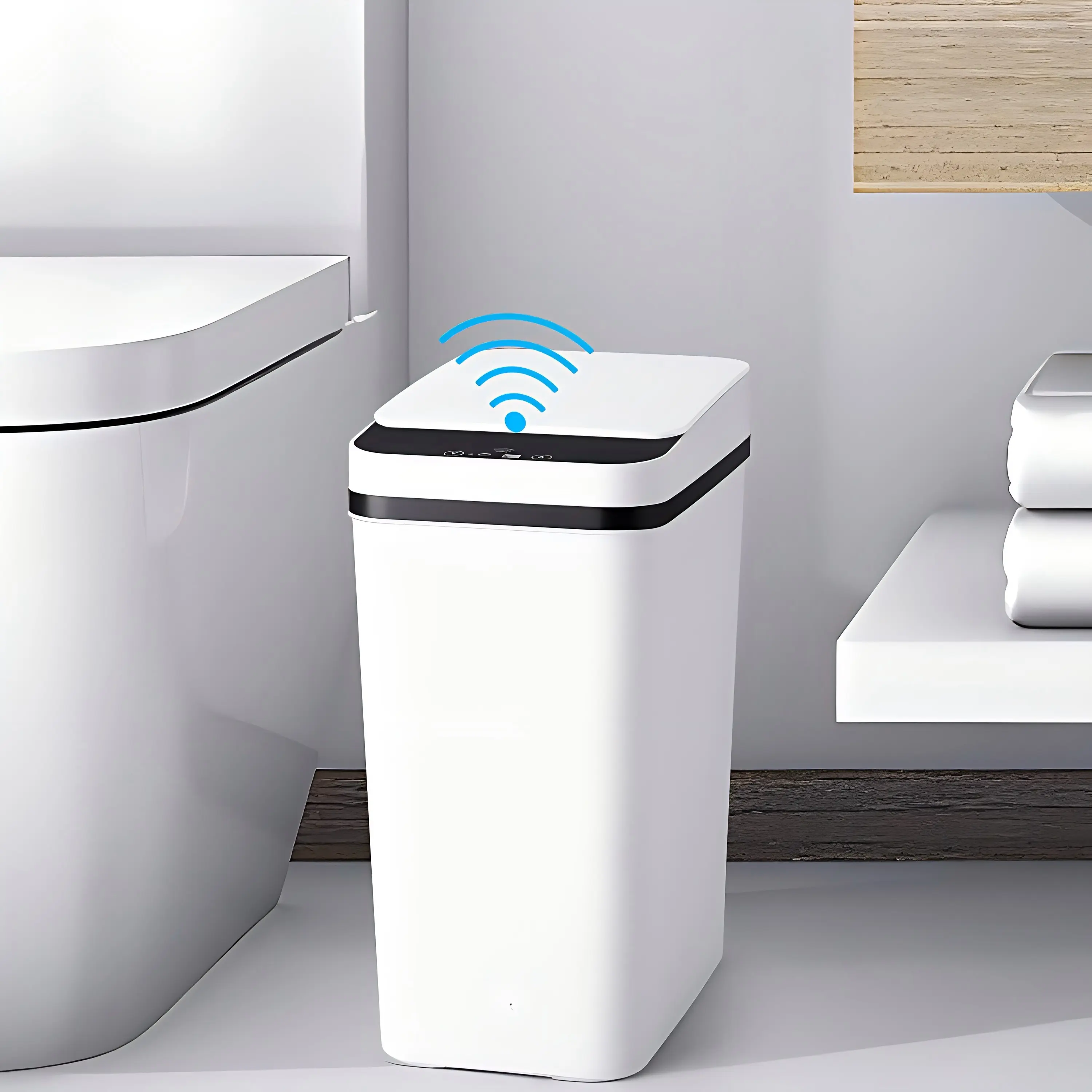 12L ABS Automatic Trash Bin,Automatic Motion Touchless Sensor Smart Garbage Can, Slim Waterproof Small Trash Bin for Bedroom, Living Room, Office, Kitchen, White garbage, Black garbage Storage Container Household