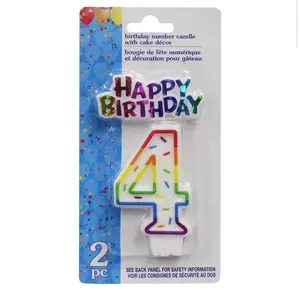 Number 4 Birthday Candles with Cake Decor, 2-pc.