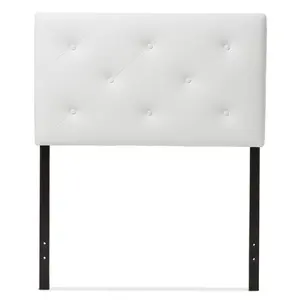 Baltimore Modern and Contemporary White Faux Leather Upholstered Twin Size Headboard