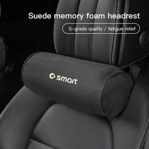 Car Neck Pillow Suede Circular Headrests Mounted Cervical Spine Protection Pillow For Smart EQ Fortwo Forfour 453 451 452 450 454 Roadster Forjeremy Forspeed Forstar Crossblade