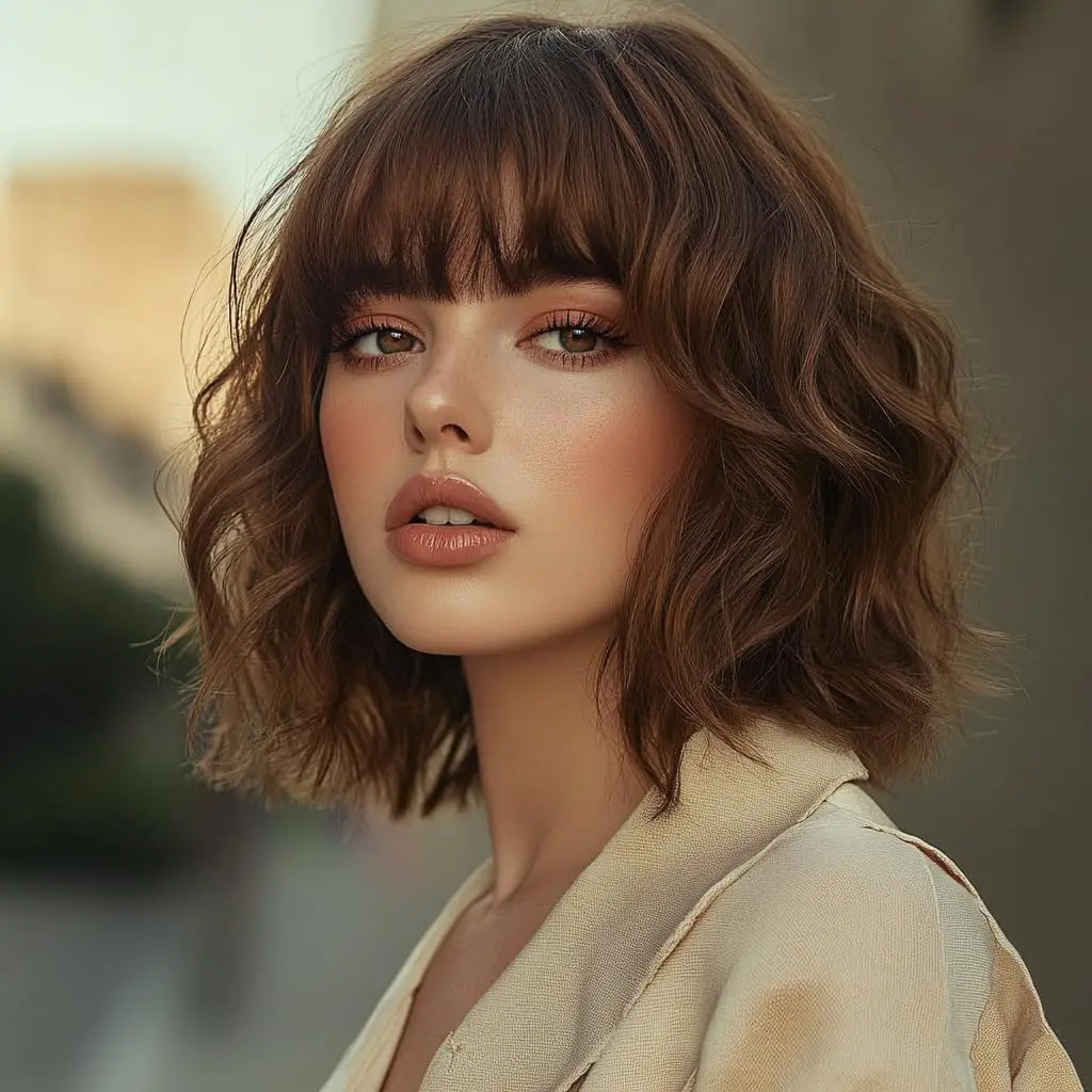 Women's Synthetic Full Machine Wig, European & American Style Short Soft Curly Big Wave Wig with Bangs, Hot Sale Full Head Cover Fashion Accessory, Soft Curly Wig