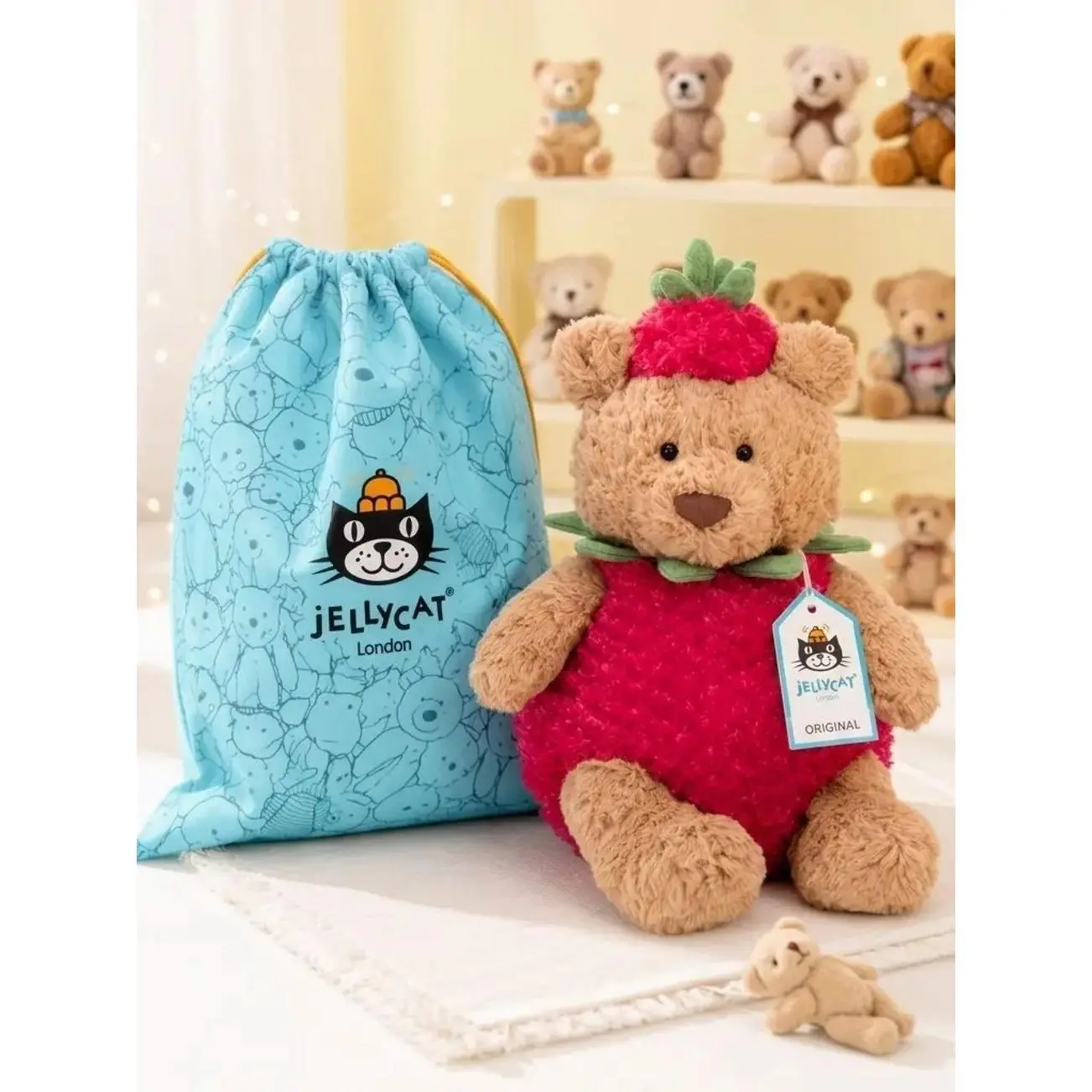 Jellycat Bartholomew Bear Strawberry Plush | Free Official Jellycat Gift Bag