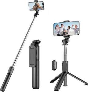 Selfie Stick, Extendable Selfie Stick Tripod with Wireless Remote and Tripod Stand, Portable, Lightweight, Compatible with iPhone 15 14 13 12 Pro Xs Max X 8Plus, Samsung