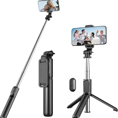 Selfie Stick, Extendable Selfie Stick Tripod with Wireless Remote and Tripod Stand, Portable, Lightweight, Compatible with iPhone 15 14 13 12 Pro Xs Max X 8Plus, Samsung