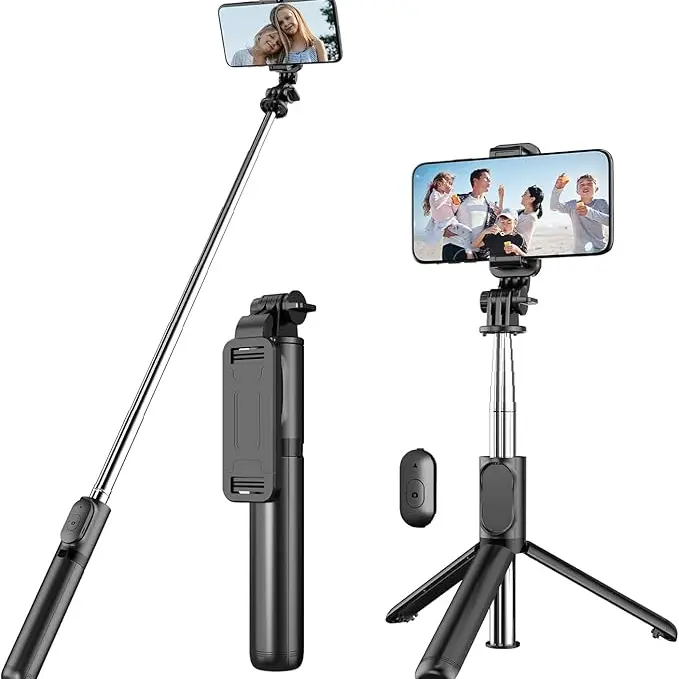 Selfie Stick, Extendable Selfie Stick Tripod with Wireless Remote and Tripod Stand, Portable, Lightweight, Compatible with iPhone 15 14 13 12 Pro Xs Max X 8Plus, Samsung