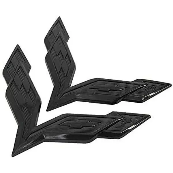 2-Piece ABS Corvette Logo Car Stickers - Front & Trunk Emblem Badges, Long-Wearing, Scratch-Resistant, Weatherproof for Corvette C7 2014-2019 Exterior Accessories (C7-Black)