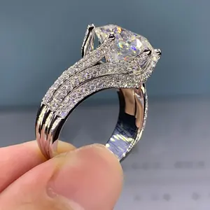5 carat imitation mozzarella diamond six-claw luxury group setting III love ring popular women's ring